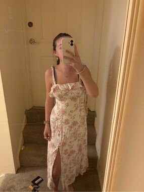 Trixxi Cream Maxi Dress with Rose Floral Print